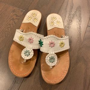 Jack Roger Whipstitch White Multi Sandals